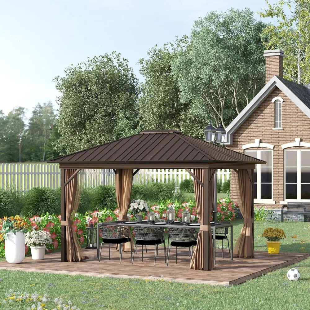Outdoors Tents, 10' X 12' Hardtop Gazebo Canopy with Galvanized Steel Roof, Aluminum Frame, Outdoor GardenTent
Outdoors Tents, 10' X 12' Hardtop Gazebo Canopy with Galvanized Steel Roof, Aluminum Frame, Outdoor GardenTent