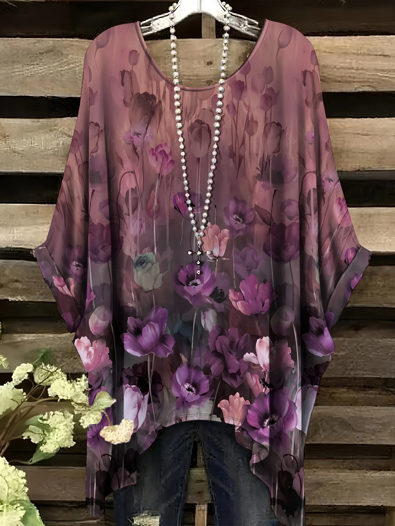 تي شيرت نسائي عصري بطباعة زهور عتيقة لعام 2026، بأكمام قصيرة وتصميم غير منتظم، ملابس نسائية فضفاضة وغير رسمية بمقاس كبير تي شيرت نسائي عصري بطباعة زهور عتيقة لعام 2026، بأكمام قصيرة وتصميم غير منتظم، ملابس نسائية فضفاضة وغير رسمية بمقاس كبير