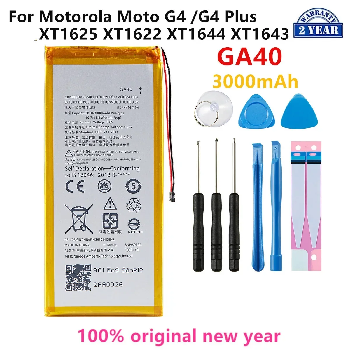 

100% Original GA40 3000mAh Battery For Motorola Moto G4 /G4 Plus XT1625 XT1622 XT1644 XT1643 Mobile phone Batteries+Tools
