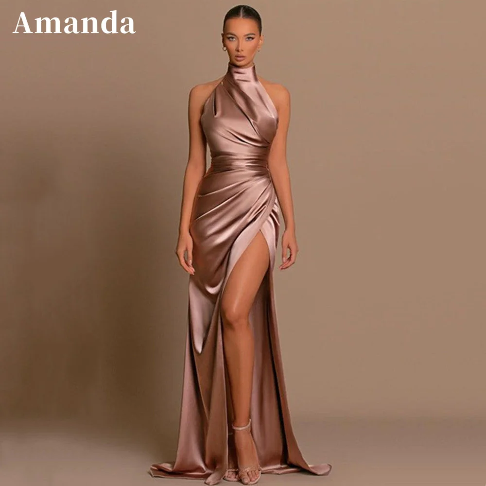 Amanda Sexy High Neck فستان سهرة Silk Satin Mermaid Party Dress Sexy Side Split Evening Dresses Sleeveless Fishtail Prom Dress
Amanda Sexy High Neck فستان سهرة Silk Satin Mermaid Party Dress Sexy Side Split Evening Dresses Sleeveless Fishtail Prom Dress