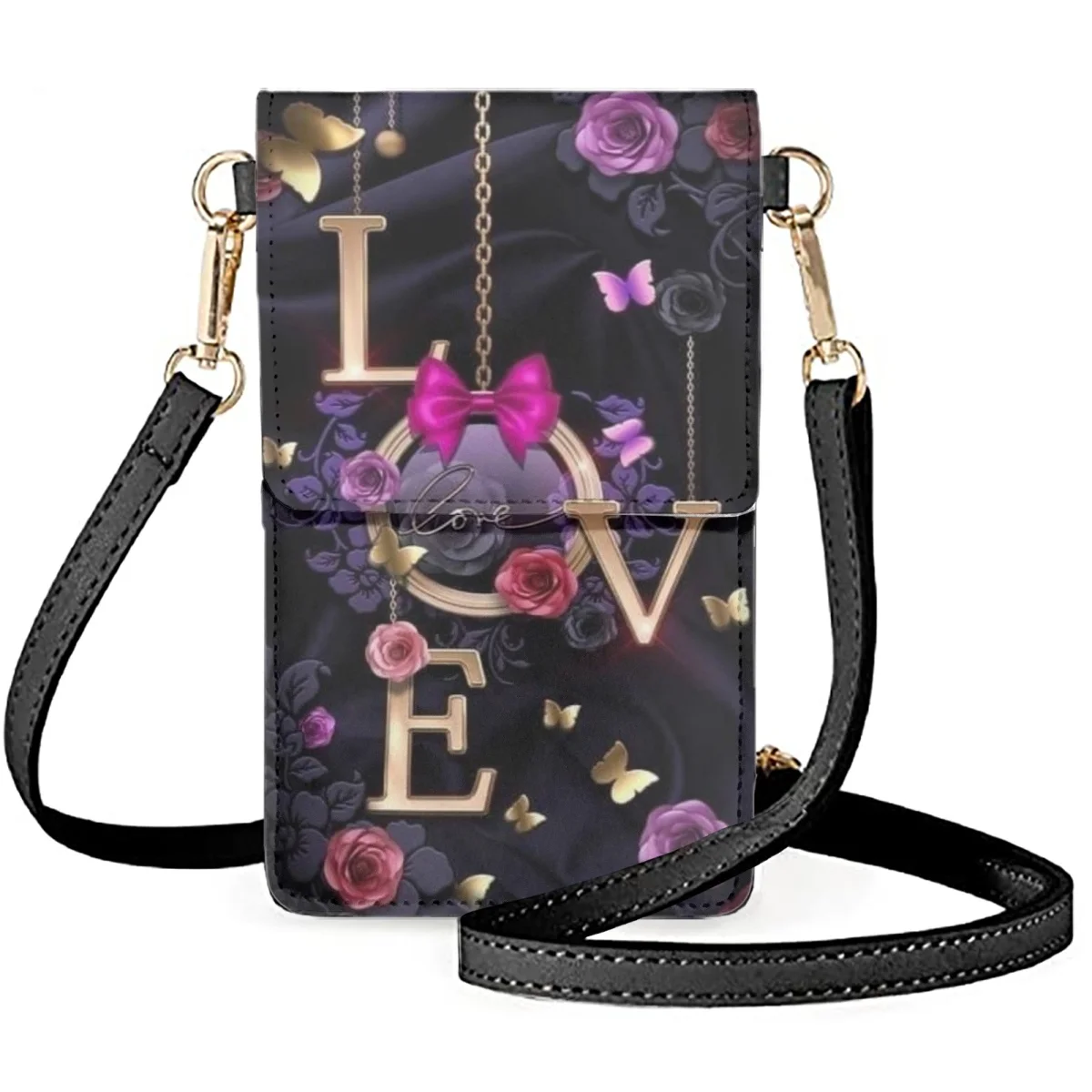 

FORUDESIGNS Eternal Love Theme Mobile Phone Bag Anti-friction Noble Luxury Diagonal Bag One Shoulder Ladies Versatile Daily