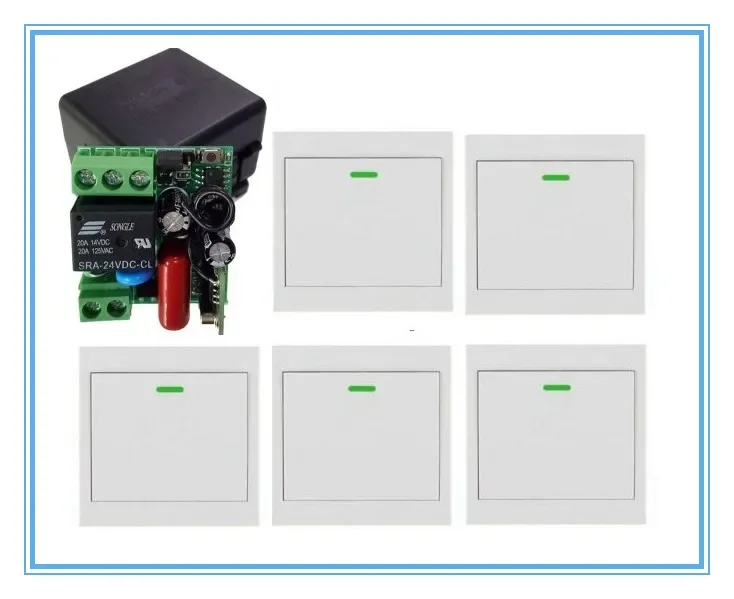 AC 220V 110V 240V 1 CH 1CH RF Wireless Remote Control Switch System Receiver +5pcs Wall Panel Transmitter &Smart home
AC 220V 110V 240V 1 CH 1CH RF Wireless Remote Control Switch System Receiver +5pcs Wall Panel Transmitter &Smart home