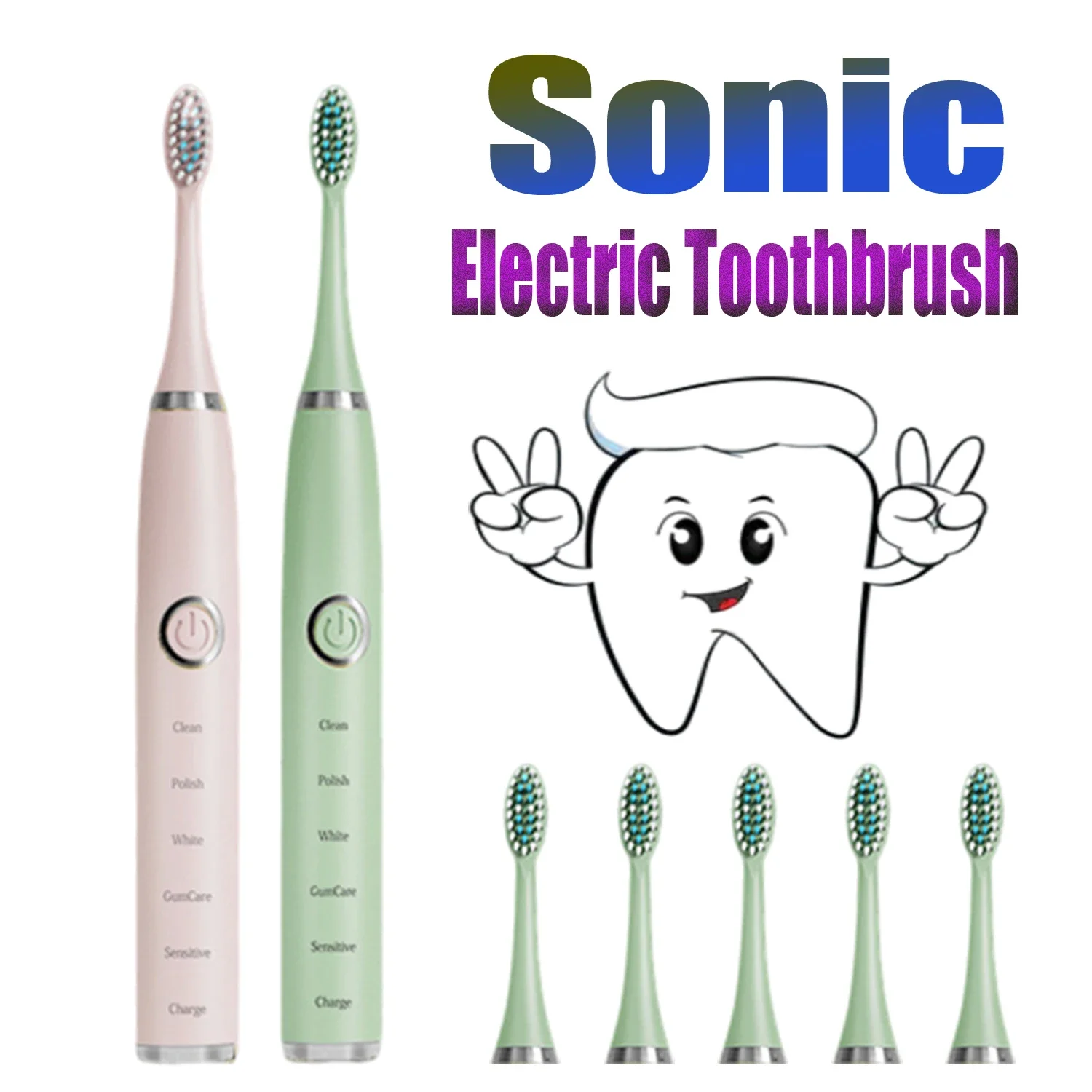 Electric Toothbrush Sonic for Adult Children- Smart Ultrasonic Dental Whitening Oral Care Beauty Health- Replacement Tooth Brush
Electric Toothbrush Sonic for Adult Children- Smart Ultrasonic Dental Whitening Oral Care Beauty Health- Replacement Tooth Brush