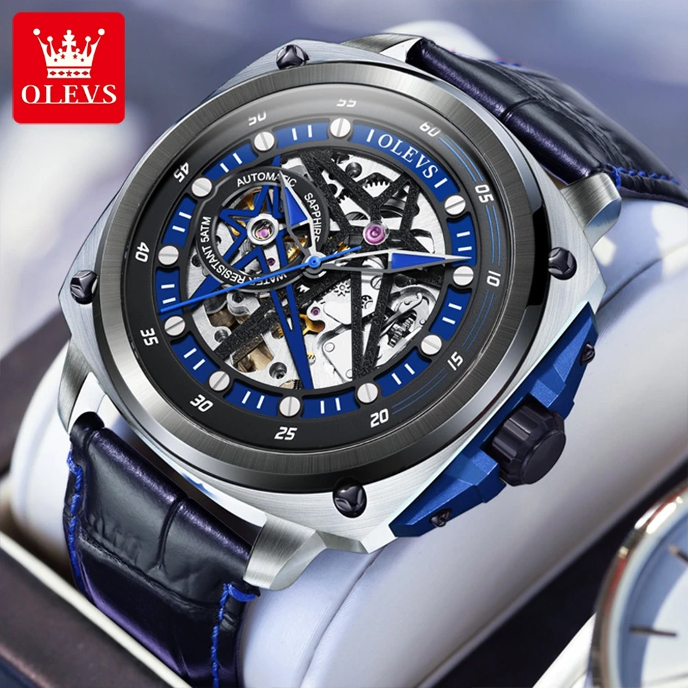 

Hot Men's Watches Top Brand Luxury OLEVS Fashion Skeleton Clock Men Sport Watch Automatic Mechanical Watches Montre Homme 2024