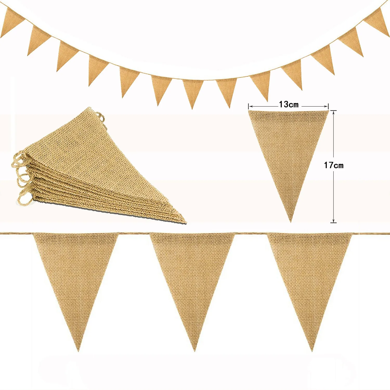 

48pcs Flags Vintage Jute Burlap Banner Wedding Birthdays Party Photography Props Celebration Party Decoration DIY Blank Banner