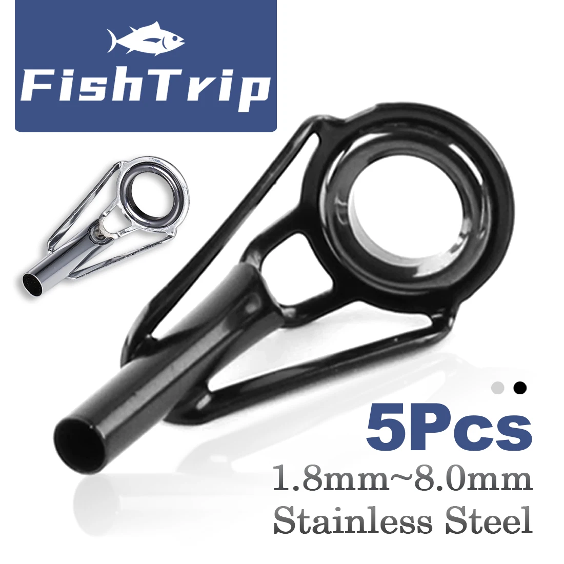 FishTrip 5Pcs Rod Tip Top Guides Stainless Steel Ceramic Ring 1.8mm~8.0mm for Fishing Rod Building Repair Replacement
FishTrip 5Pcs Rod Tip Top Guides Stainless Steel Ceramic Ring 1.8mm~8.0mm for Fishing Rod Building Repair Replacement