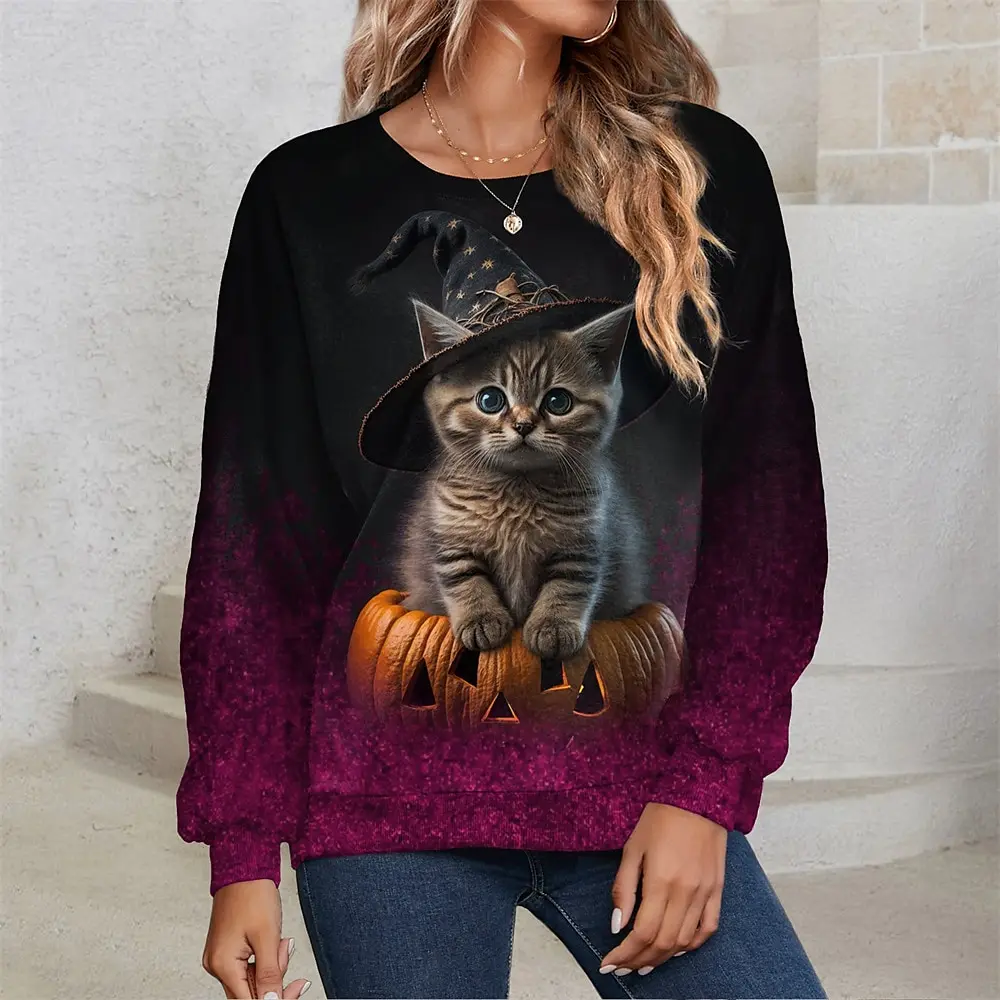 Helloween Cat Women's Long Sleeve T-shirt for Women Clothing Casual Holiday Top Fashion Sportswear Harajuku Halloween Clothing
Helloween Cat Women's Long Sleeve T-shirt for Women Clothing Casual Holiday Top Fashion Sportswear Harajuku Halloween Clothing