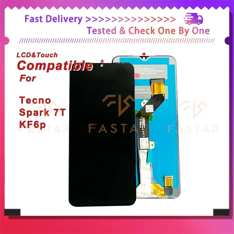 

6.52"Tested For Tecno Spark7T KF6p LCD Display Touch Digitizer Assembly Replacement Phone Screen Tecno Spark 7T lcd