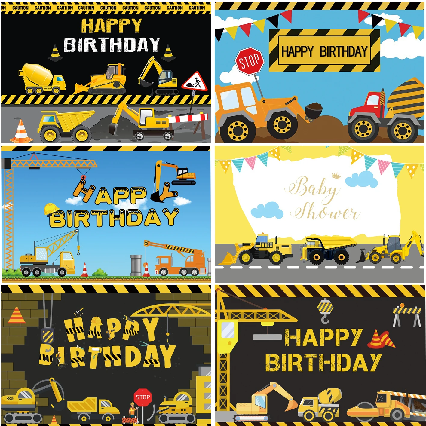 

Excavator Truck Photo Backgrounds For Boys Birthday Party Decoration Baby Shower Photography Photocall Studio Props Backdrops