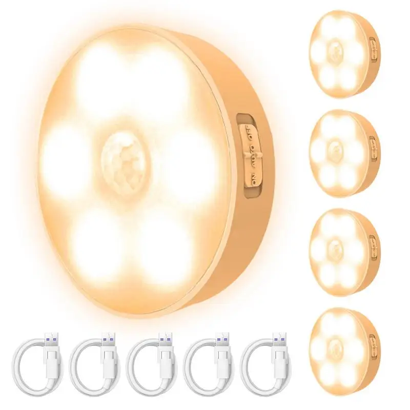 5 Pcs Wireless Round Motion Sensor LED Night Light Battery Powered Cabinet Night Lamp Bedside Lights For Bedroom Closet Lighting
5 Pcs Wireless Round Motion Sensor LED Night Light Battery Powered Cabinet Night Lamp Bedside Lights For Bedroom Closet Lighting