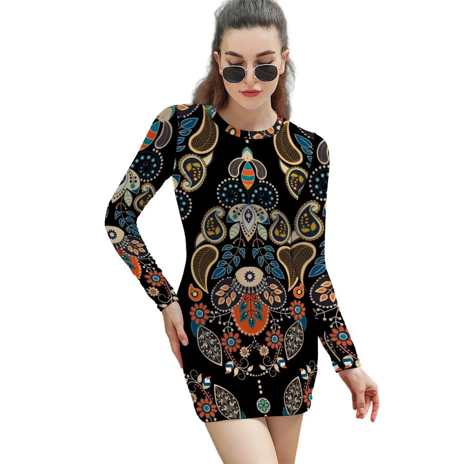 Exquisite Seamless Paisley Pattern Long-Sleeved Sheath Dress luxury dress dresses for women Women's dress
Exquisite Seamless Paisley Pattern Long-Sleeved Sheath Dress luxury dress dresses for women Women's dress