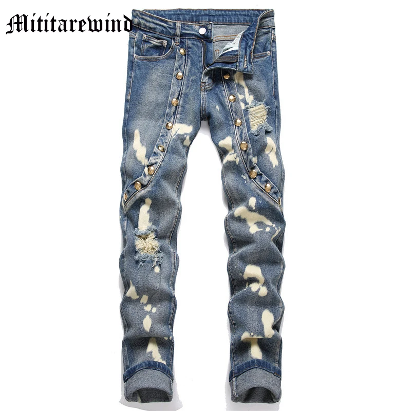 Men's Jeans Spliced Rivet Y2k Style Casual Vintage Denim Pants For Men Retro Distressed Ripped Male Trousers High Street Youth
Men's Jeans Spliced Rivet Y2k Style Casual Vintage Denim Pants For Men Retro Distressed Ripped Male Trousers High Street Youth