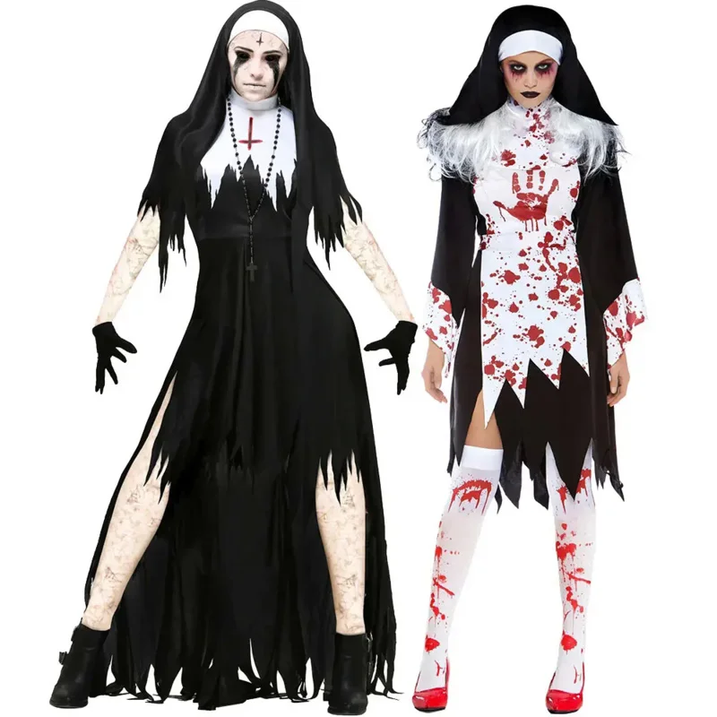 

Halloween Costumes for Women The Demon Scary Sinful Nun Costume Party Cosplay Clothing Vampire Ghost Devil Bloody Nun Role Play