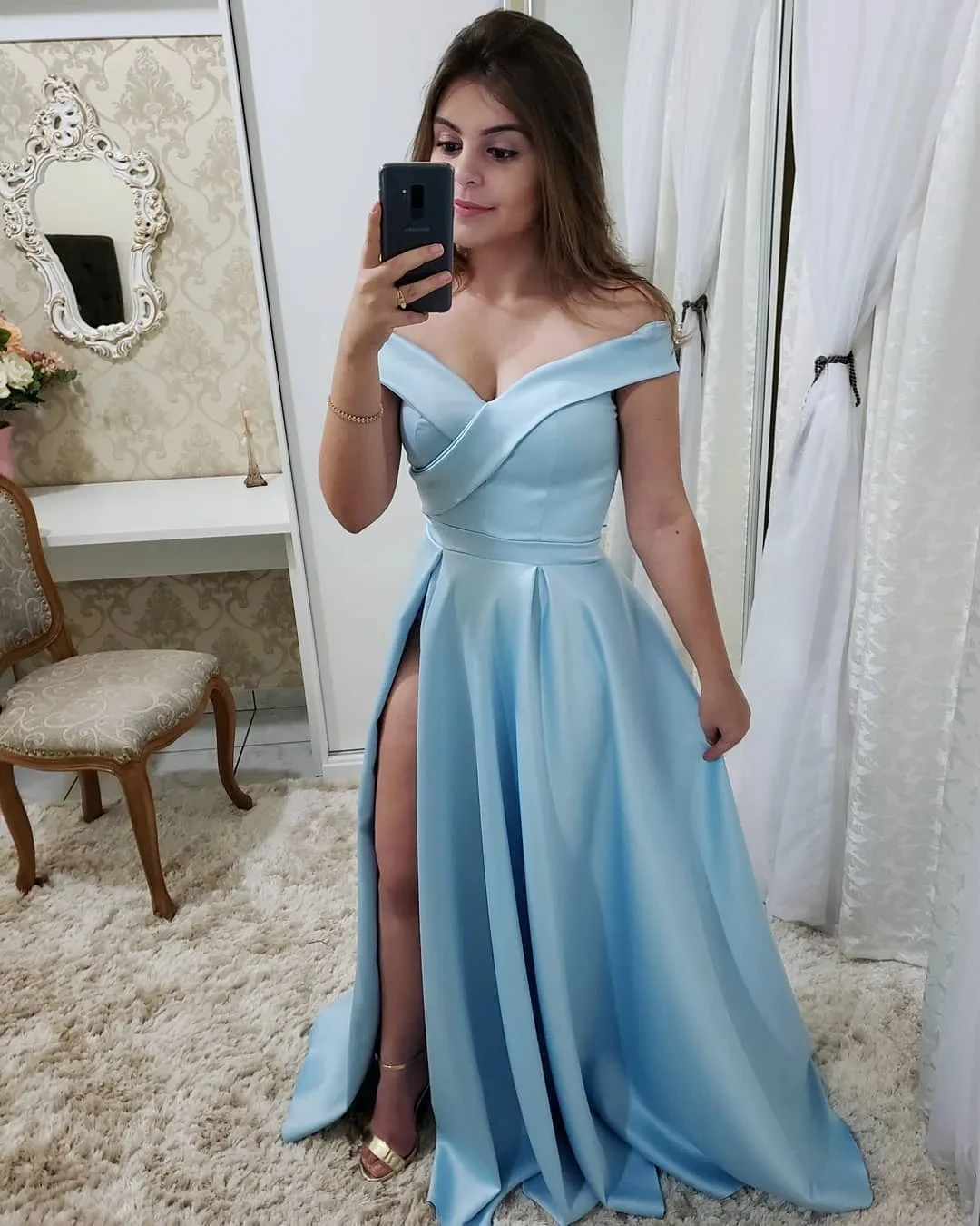 2024 New Simple Elegant Light Sky Blue Cheap Long Prom Dresses Sweetheart Off Shoulder Ruched High Side Split Evening Party Gown
2024 New Simple Elegant Light Sky Blue Cheap Long Prom Dresses Sweetheart Off Shoulder Ruched High Side Split Evening Party Gown