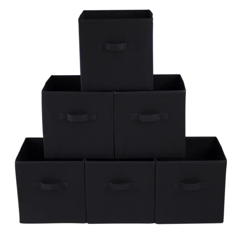 

Mainstays Collapsible Cube Fabric Storage Bins (10.5" x 10.5"), 6 Pack, Rich Black
