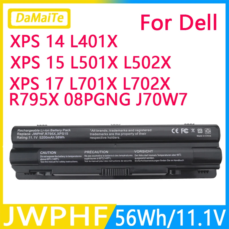 

New 70W7 JWPHF WHXY3 9 Cells Laptop Battery For DELL XPS 14 15 17 L501X L502X L521X L701X L702X L401X J70W7 R795X THHK 312-1123