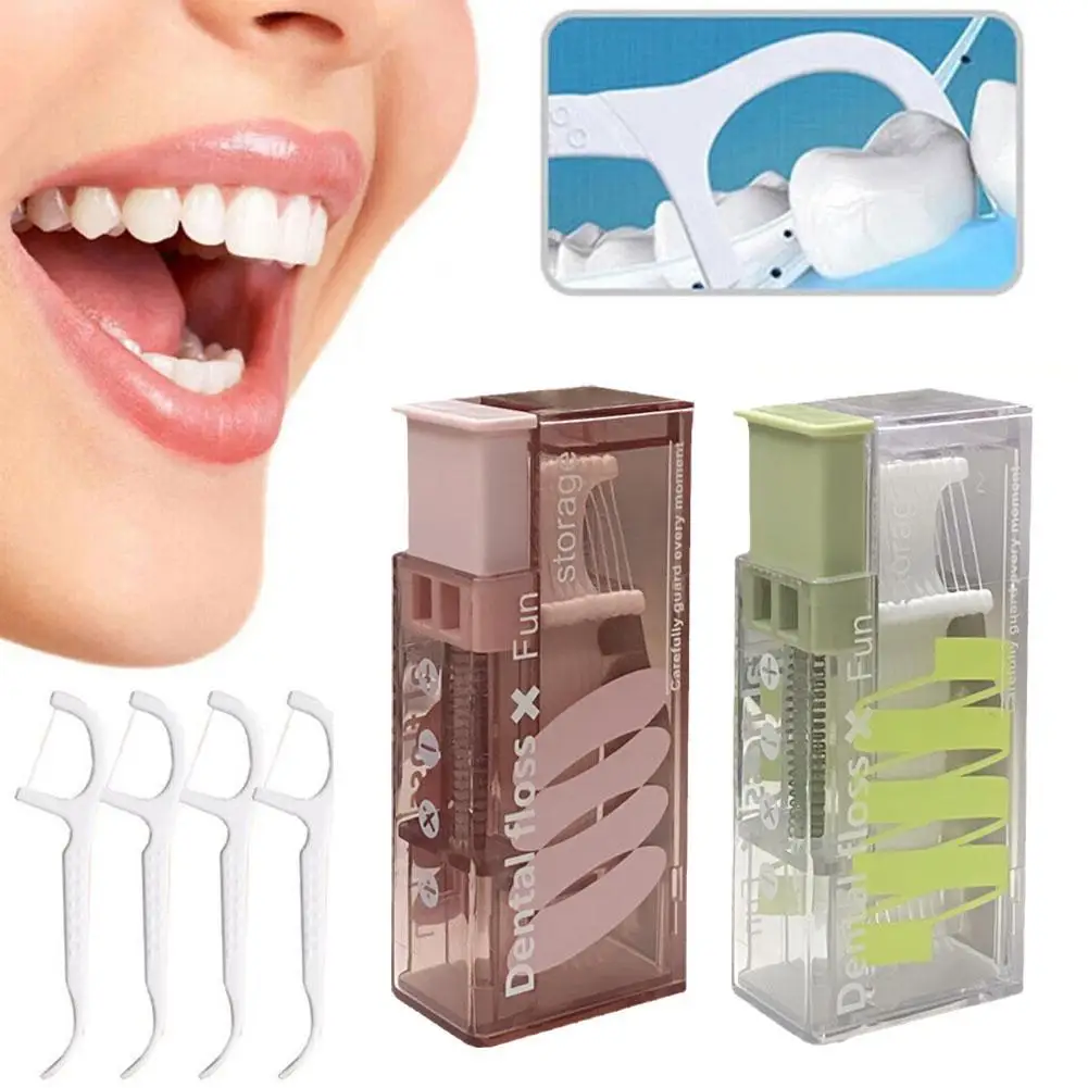 

Автоматическая коробка для хранения зубной нити, гигиена полости рта, портативная компактная Удобная с 10 зубной нитью