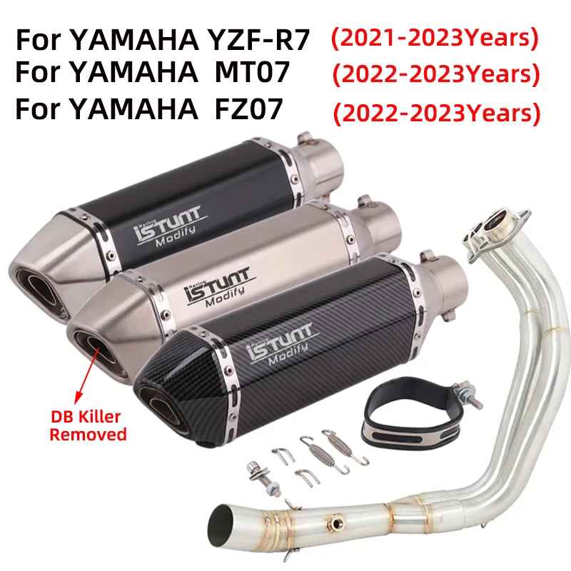 

Slip On For YAMAHA YZF-R7 MT07 FZ07 2021 - 2023 Motorcycle Exhaust Escape Full System Modify Front Link Pipe Muffler DB Killer