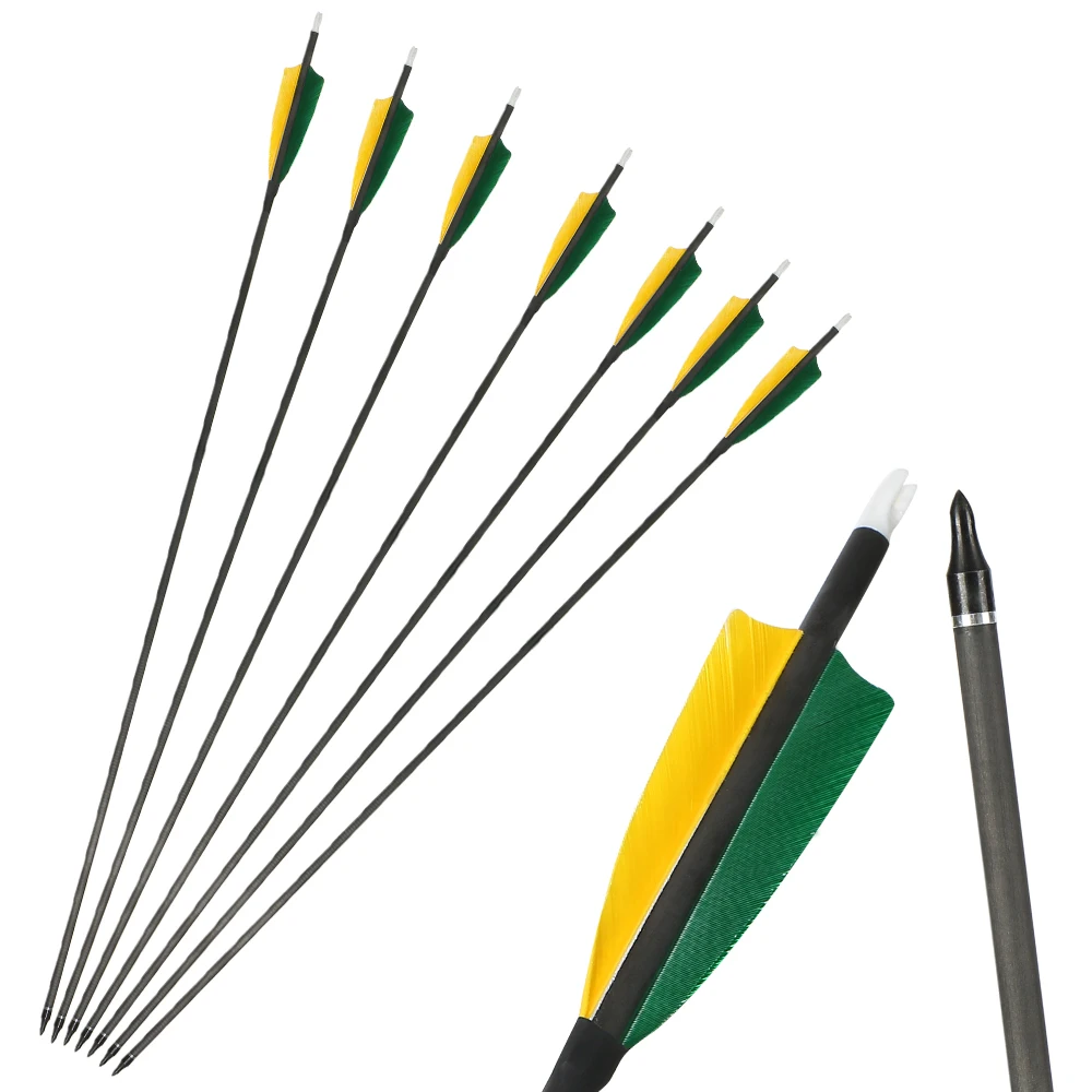 32Inch Carbon Arrow Practice Hunting Arrows Spine 400 with 4" Real Feathers Removable Tips for Compound & Recurve Bow
32Inch Carbon Arrow Practice Hunting Arrows Spine 400 with 4" Real Feathers Removable Tips for Compound & Recurve Bow