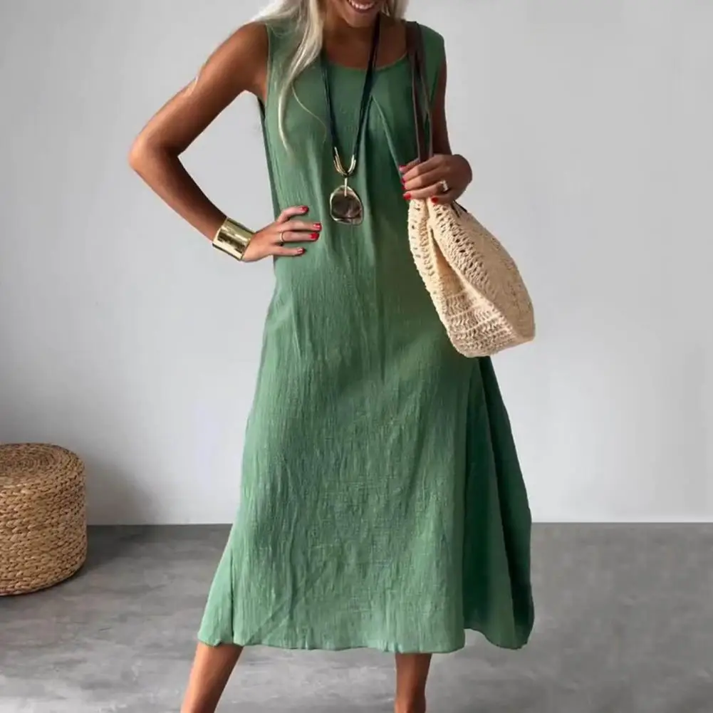 Women A-line Dress Solid Color Loose A-line Midi Dress O Neck Pleated Beach Sundress for Women Wear with Big Hem Dress
Women A-line Dress Solid Color Loose A-line Midi Dress O Neck Pleated Beach Sundress for Women Wear with Big Hem Dress