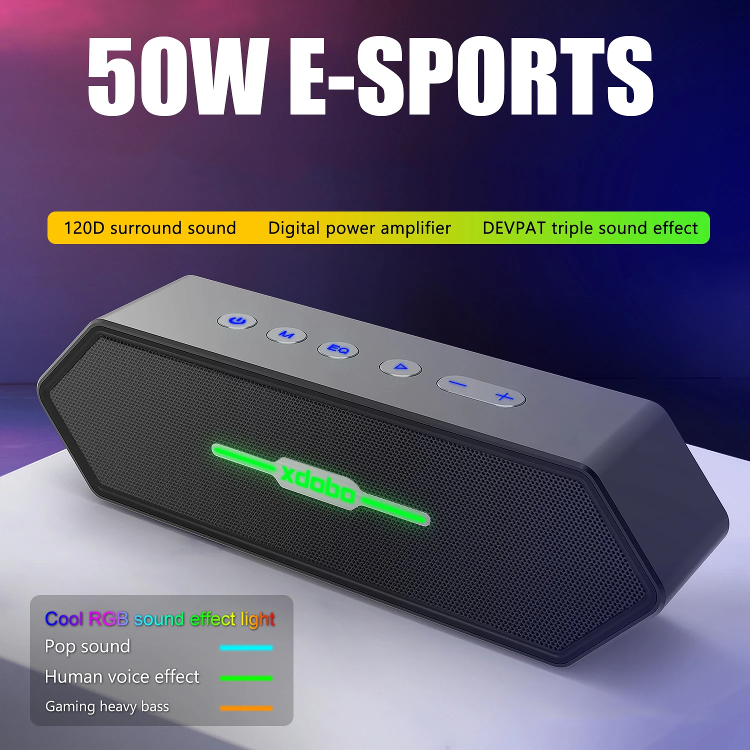 XDOBO 50W Game Speakers Deep Bass And Loud Sound IPX5 Waterproof With TWS Function Built-in Mic Portable Bluetooth Loudspeaker
XDOBO 50W Game Speakers Deep Bass And Loud Sound IPX5 Waterproof With TWS Function Built-in Mic Portable Bluetooth Loudspeaker