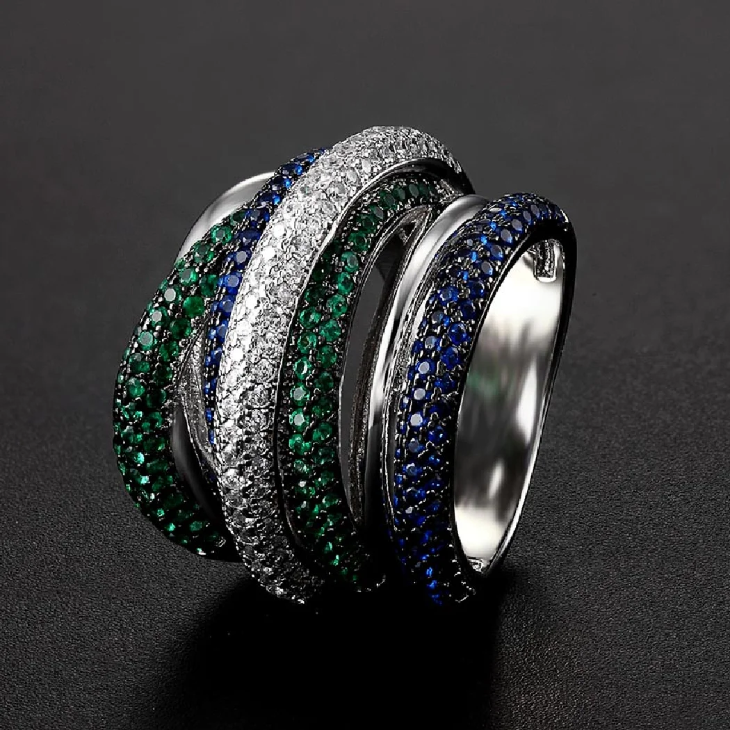 Trendy jewelry blue green white mirco paved zirconia copper wedding ring jewelry women's and men's best couple anel rings
Trendy jewelry blue green white mirco paved zirconia copper wedding ring jewelry women's and men's best couple anel rings