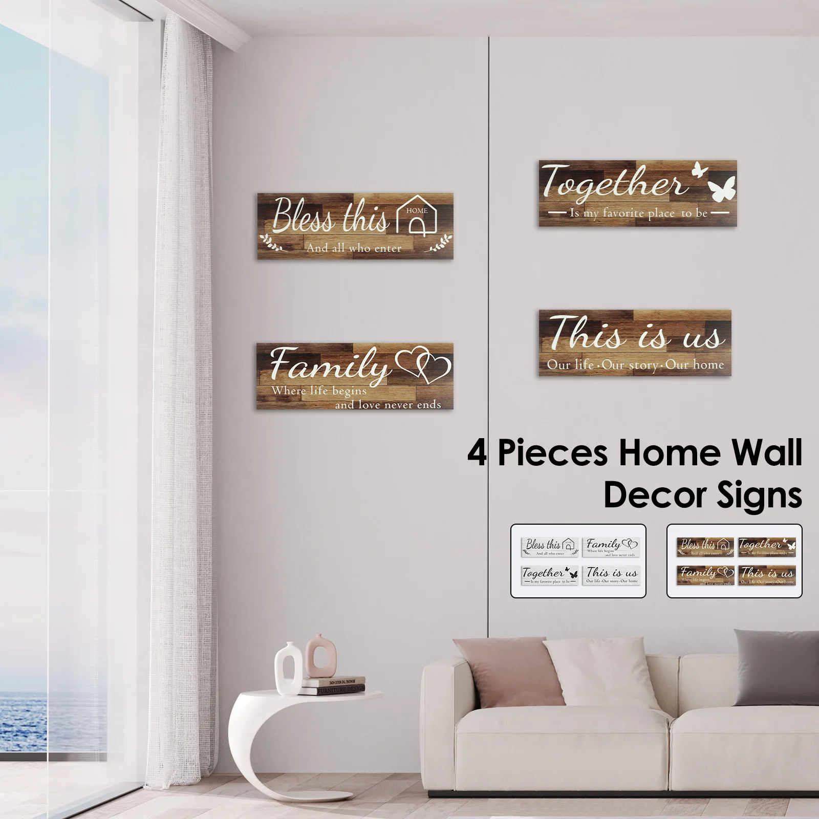 4 Pcs Home Wall Decor Signs Set Hanging This is Us Wall Decor Wooden Bless This Home Sign Rustic Family Together Wall 
4 Pcs Home Wall Decor Signs Set Hanging This is Us Wall Decor Wooden Bless This Home Sign Rustic Family Together Wall