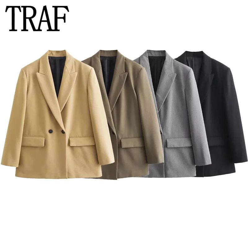 TRAF 2023 Oversize Blazer Woman Autumn Long Sleeve Button Jacket Women Office Casual Double Breasted Elegant Women's Blazer
TRAF 2023 Oversize Blazer Woman Autumn Long Sleeve Button Jacket Women Office Casual Double Breasted Elegant Women's Blazer