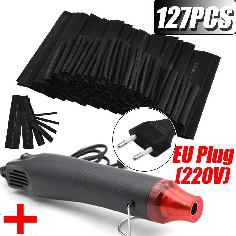 127Pcs Heat Shrink Tube 2:1 Shrinkable Wire Shrinking Wrap Tubing Wire Connect Cover Protection with 300W Hot Air Gun
127Pcs Heat Shrink Tube 2:1 Shrinkable Wire Shrinking Wrap Tubing Wire Connect Cover Protection with 300W Hot Air Gun
