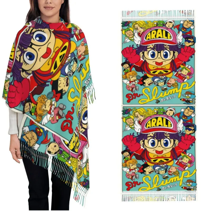 

Arale Dr Slump Scarf Womens Warm Winter Pashmina Shawls And Wrap Funny Manga Large Scarves With Tassel For Daily Wear