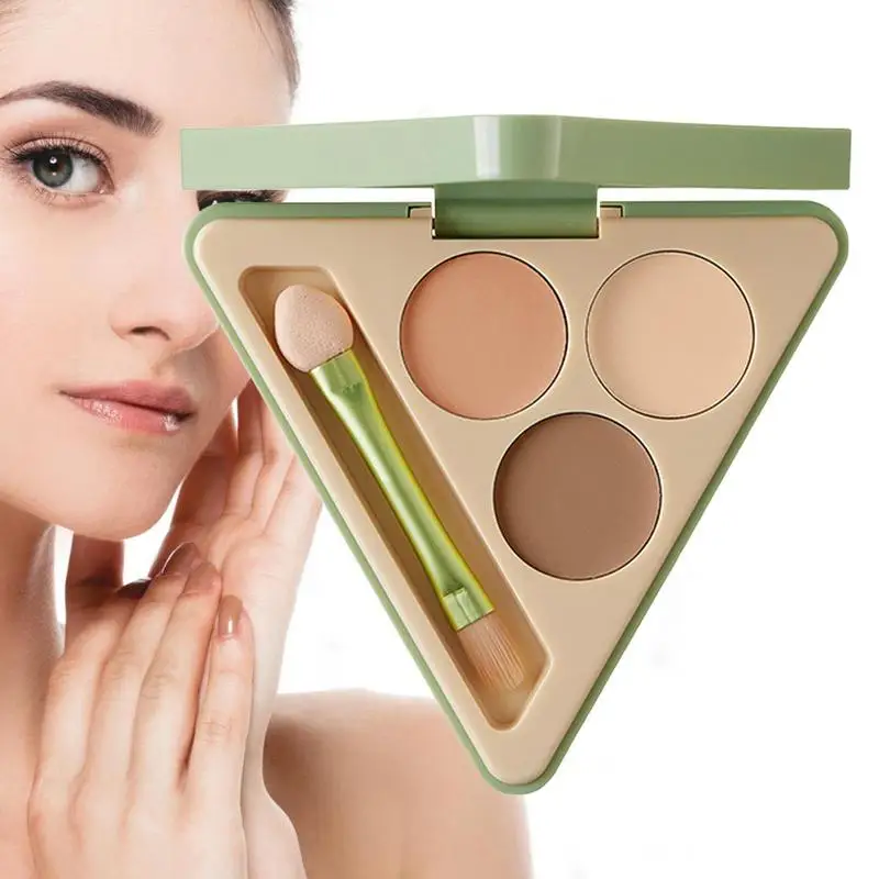 

Color Corrector Palette 3 Colors Cream Concealer With Dual-Ended Brush Built-in Mirror Correcting Blemishes And Uneven Skin Tone