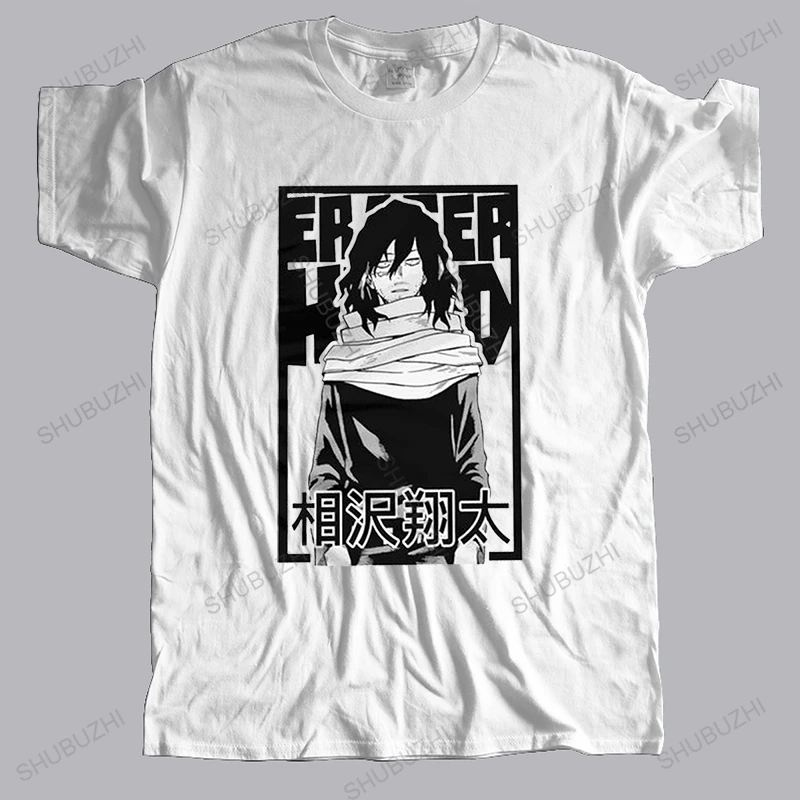 

Новинка, футболка с надписью «Моя геройская Академия» Aizawa Shouta, Мужская футболка из чистого хлопка с короткими рукавами, футболка с японским Аниме Манга, топы, модная футболка