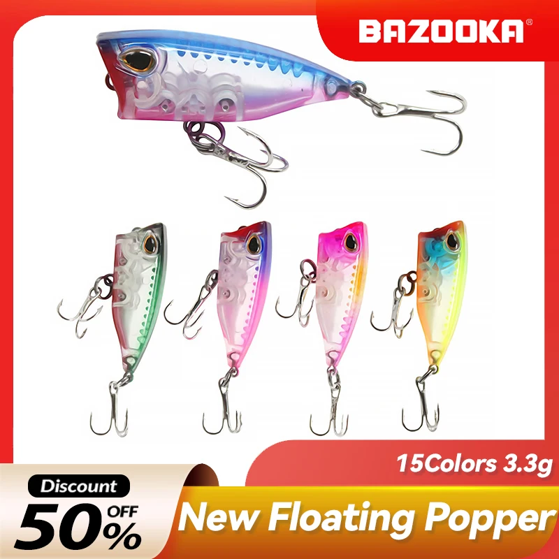Bazooka 1Pcs Floating Fishing Popper Lure Topwater Wobblers Hard Hooks VIB Spinning Plastic Bass Pike Trolling Winter Bait
Bazooka 1Pcs Floating Fishing Popper Lure Topwater Wobblers Hard Hooks VIB Spinning Plastic Bass Pike Trolling Winter Bait