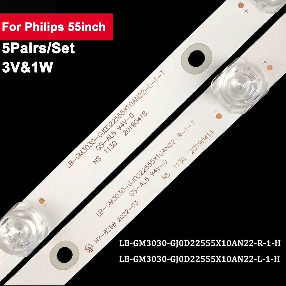 3V Tv Led Backlight Bar For Philips 55inch LB-GM3030-GJ0D22555X10AN22-R-1-H 5Pairs/Set Tv Repair Parts 55pus7304
3V Tv Led Backlight Bar For Philips 55inch LB-GM3030-GJ0D22555X10AN22-R-1-H 5Pairs/Set Tv Repair Parts 55pus7304