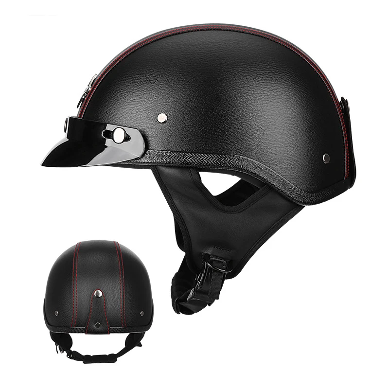 Vintage Leather Motorcycle Helmet Retro Half Chopper Casco Moto Vespa Motorbike Casque Capacete De Moto Masculino DOT Approved
Vintage Leather Motorcycle Helmet Retro Half Chopper Casco Moto Vespa Motorbike Casque Capacete De Moto Masculino DOT Approved