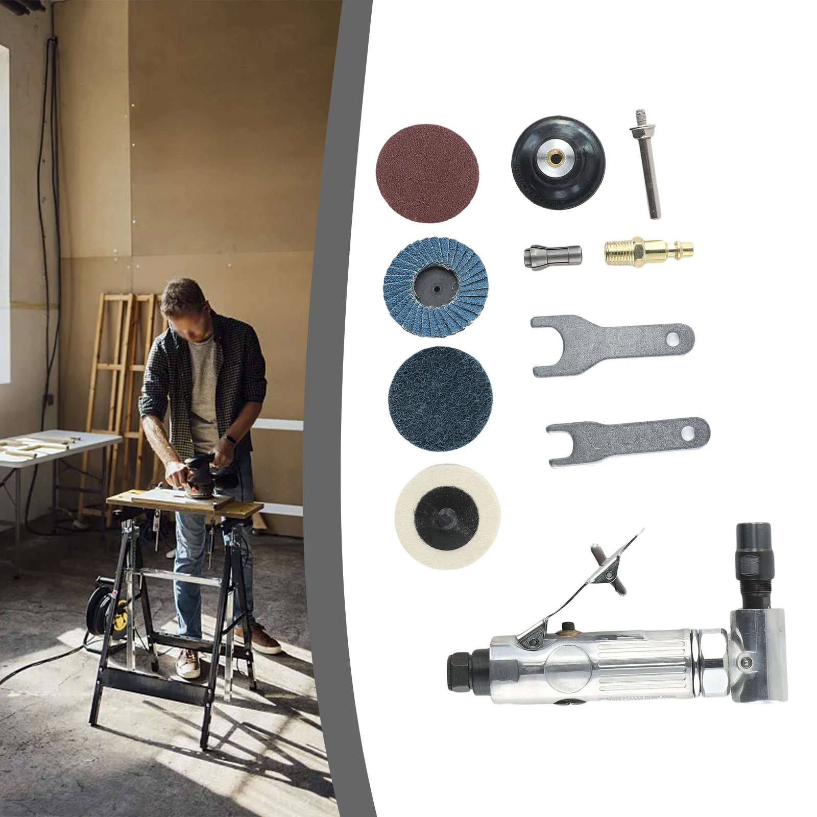1/4 Inch Air Angle Die Grinder 90 Degree Pneumatic Grinding Machine Cut Off Polisher Mill Engraving Tools Set With Spanner Wre
1/4 Inch Air Angle Die Grinder 90 Degree Pneumatic Grinding Machine Cut Off Polisher Mill Engraving Tools Set With Spanner Wre