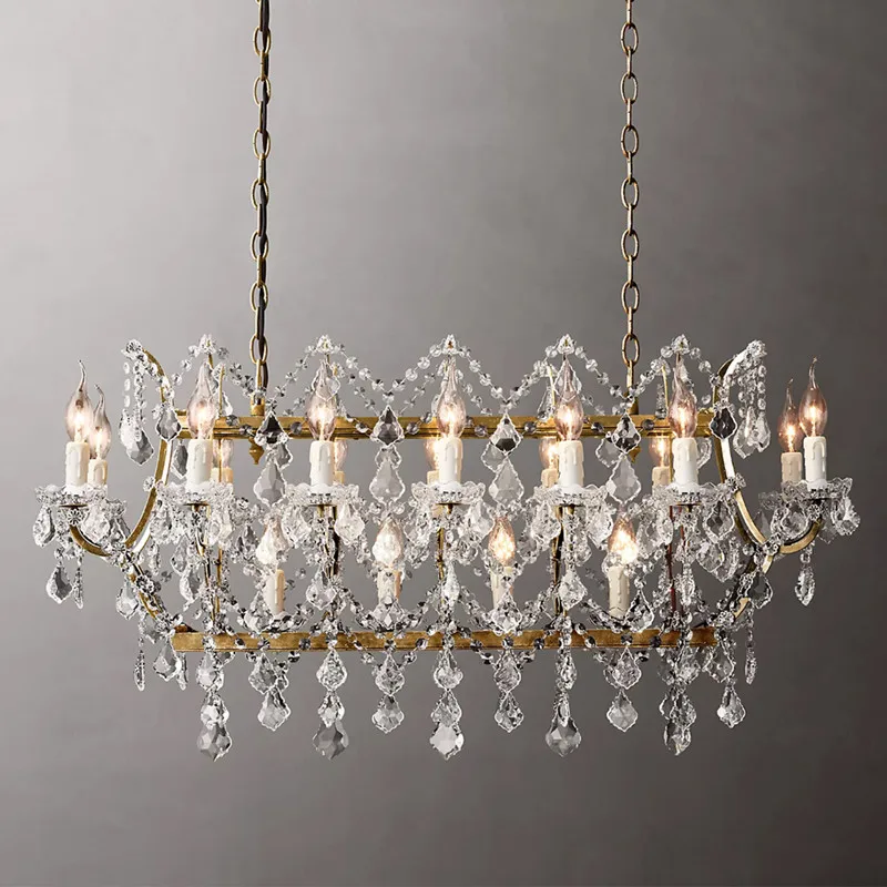 19th C. Rococo Iron & Crystal Rectangular Chandelier Brass Candle Chandelier Lighting LED Modern Light Fixture for Dinining Room
19th C. Rococo Iron & Crystal Rectangular Chandelier Brass Candle Chandelier Lighting LED Modern Light Fixture for Dinining Room