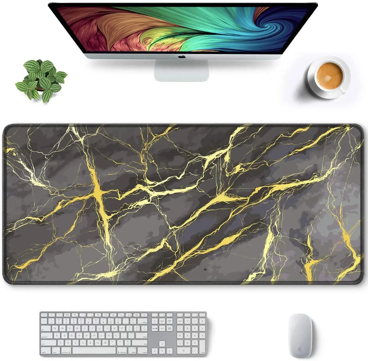 Extended Mouse Pad Big Mousepad Keyboard Mat Desk Pad with Non-Slip Base Stitched Edge 35.4 x 15.7 in, Marble Golden LIne
Extended Mouse Pad Big Mousepad Keyboard Mat Desk Pad with Non-Slip Base Stitched Edge 35.4 x 15.7 in, Marble Golden LIne