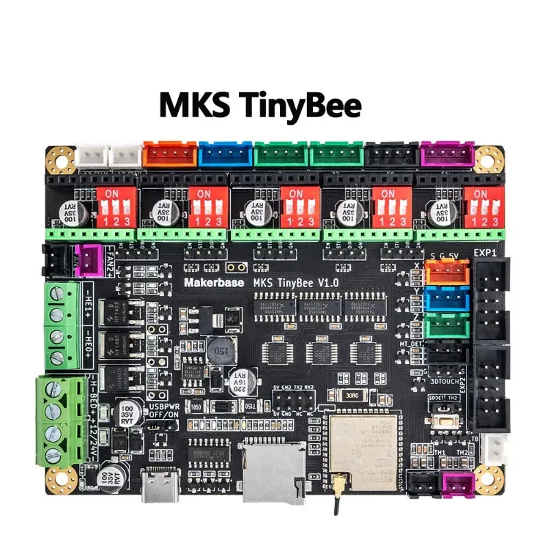 Плата управления MKS TinyBee V1.0 для 3D-принтера, 32 битная плата материнской платы, Встроенная плата с шаговым драйвером TMC2209 A4988
Плата управления MKS TinyBee V1.0 для 3D-принтера, 32 битная плата материнской платы, Встроенная плата с шаговым драйвером TMC2209 A4988