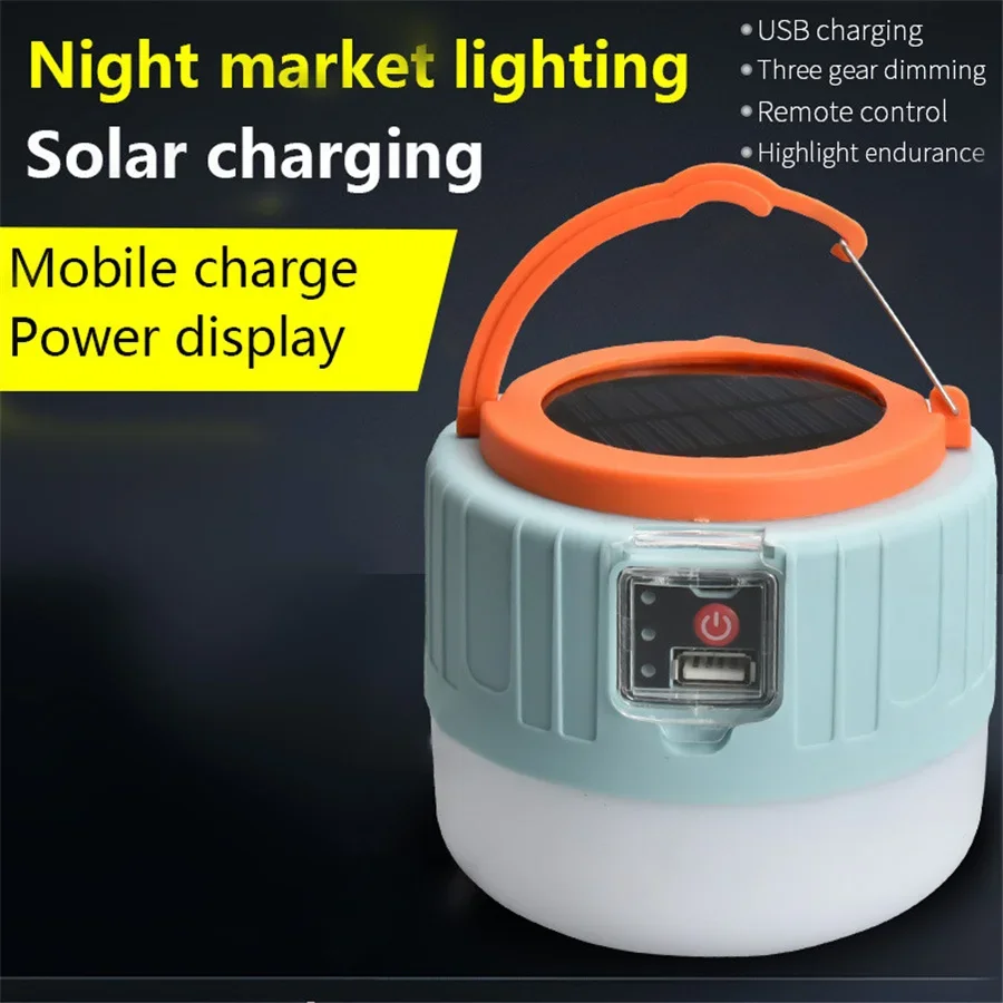 

Светодиодный фонарь на солнечной батарее для кемпинга, лампа для палатки с дистанционным управлением, портативные фонари с USB-зарядкой, аварийное освещение для пешего туризма, барбекю
