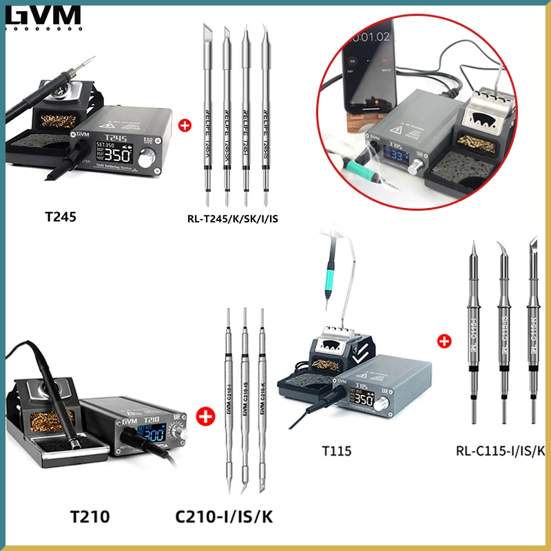 GVM T115 T210 T245 Heating Lead-Free Soldering Station for JBC C210 C245 C115 Handle Chip Temperature Control PCB Repair Welding
GVM T115 T210 T245 Heating Lead-Free Soldering Station for JBC C210 C245 C115 Handle Chip Temperature Control PCB Repair Welding