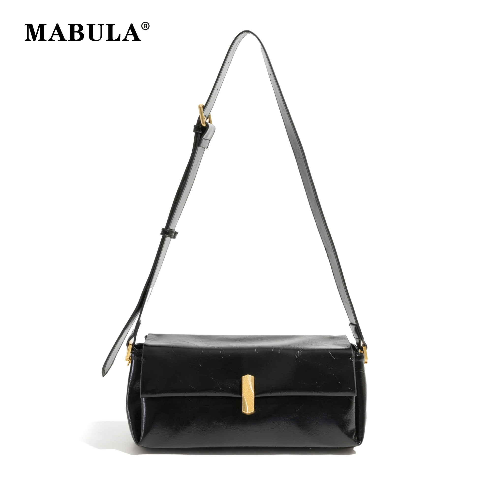 

MABULA Black Fashion Pillow Woman Shoulder Purse Luxury Design PU Leather Handbag Unique Simple Stylish Female Crossbody Bag