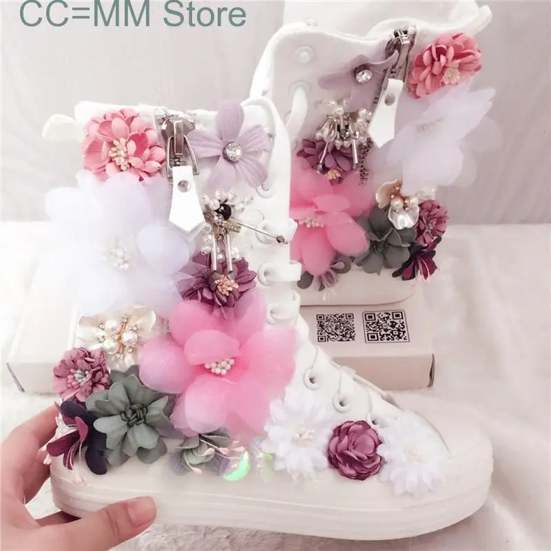 New Women Canvas Shoes Flat Shoes High Top Manual Side Zipper Rhinestone Flowers Ladies Canvas Shoes Pearl 
New Women Canvas Shoes Flat Shoes High Top Manual Side Zipper Rhinestone Flowers Ladies Canvas Shoes Pearl
