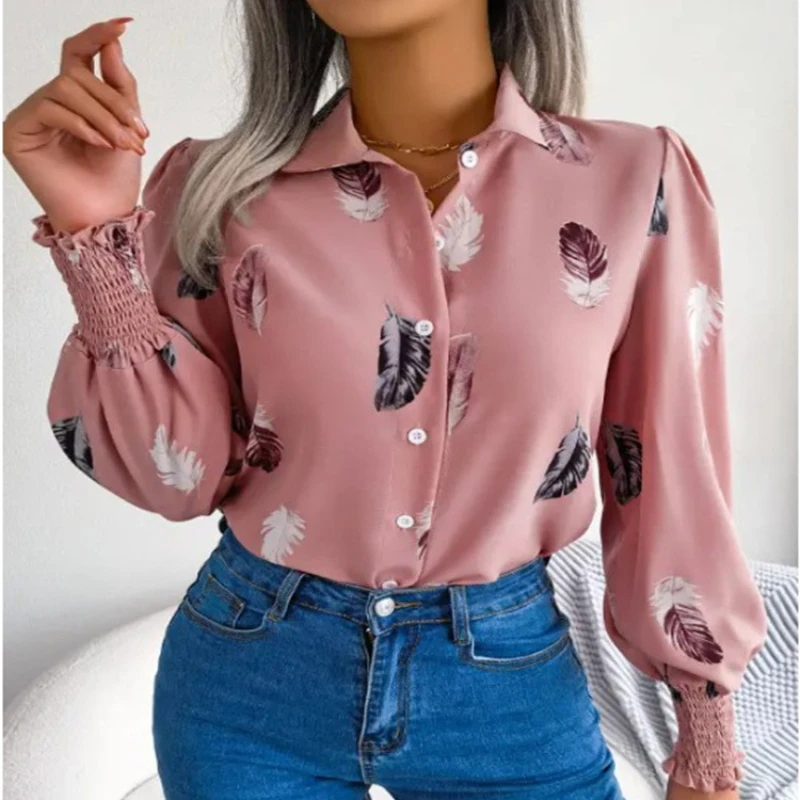 Feather Printed Women's Shirt Lapel Lantern Long Sleeved Blouse Button Up Shirt Autumn Fashion Women Clothing Basic Ladies Tops
Feather Printed Women's Shirt Lapel Lantern Long Sleeved Blouse Button Up Shirt Autumn Fashion Women Clothing Basic Ladies Tops