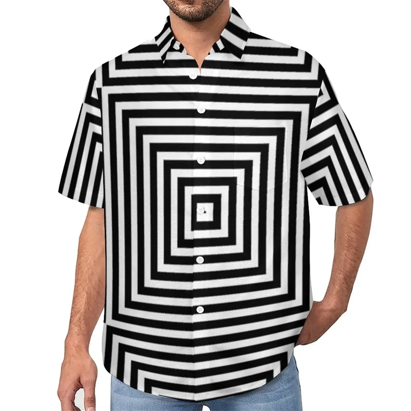 

Optical Illusion Shirts Men's Women's Hawaii Shirts Men's Vocation Blouse Cuba Lapel Shirt Male Camisas Blouses Men's Clothing