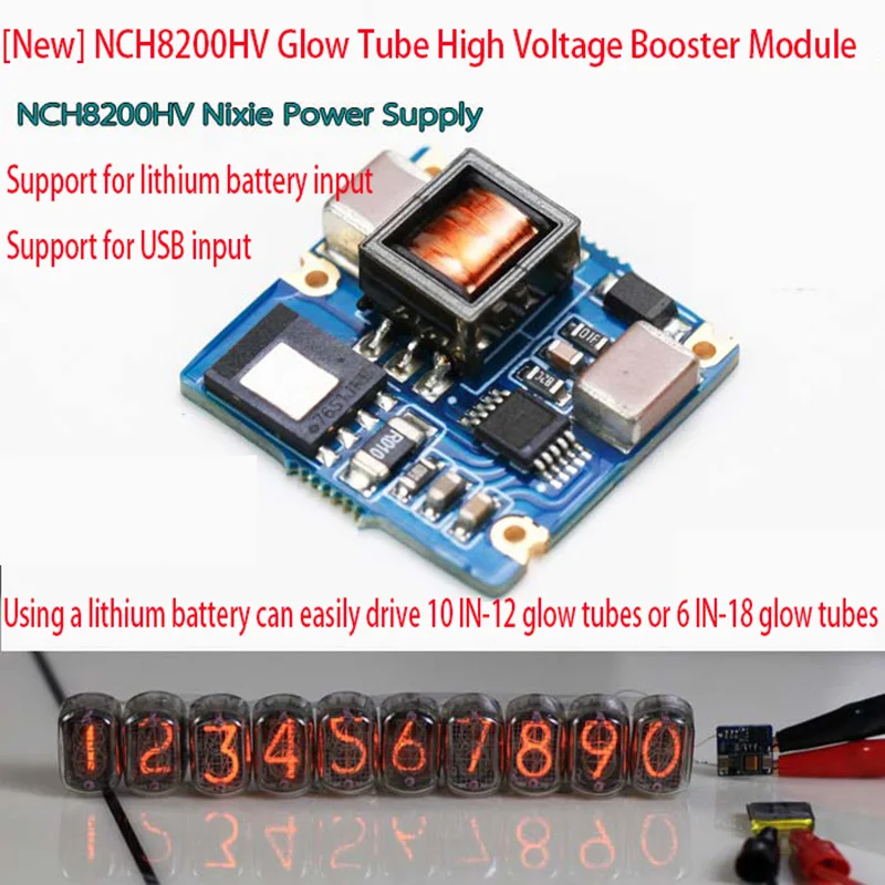 

NCH8200HV Glow Tube Glow Clock Nixie High Voltage Booster Module. Lithium Battery or 5V USB Input