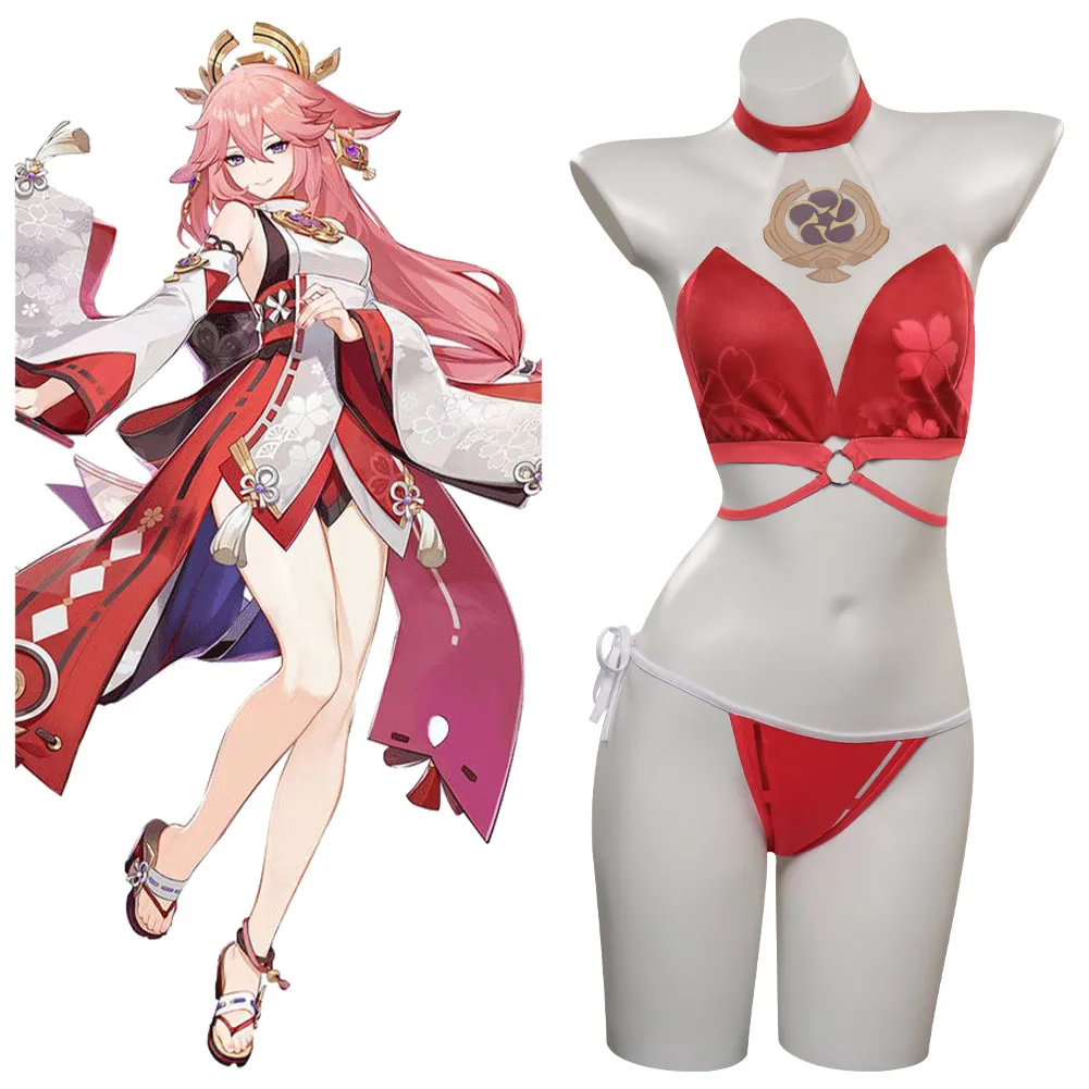 Genshin Impact Yae Miko Swimsuit Cosplay Costume Women Girls Split Swimwear Summer Bikini Halloween Carnival Party Disguise Suit
Genshin Impact Yae Miko Swimsuit Cosplay Costume Women Girls Split Swimwear Summer Bikini Halloween Carnival Party Disguise Suit