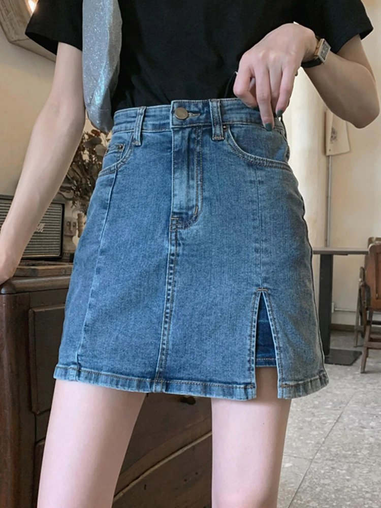 FTLZZ Summer Casual Lady Empire Slim Bodycon Denim Skirt Fashion Women Split Mini Denim Skrit High Street A-line Skirt
FTLZZ Summer Casual Lady Empire Slim Bodycon Denim Skirt Fashion Women Split Mini Denim Skrit High Street A-line Skirt