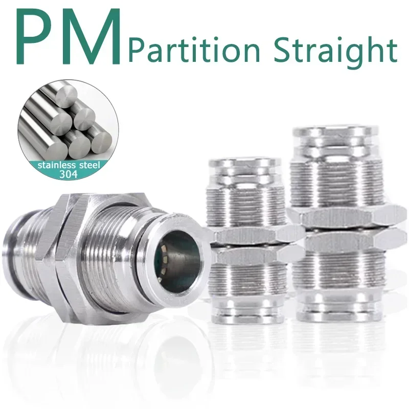 

304 Stainless Steel Pneumatic Hose Coupling PM 4/6/8/10/12mm Air Tube Connector 1/8 1/4 3/8 1/2 BSP Quick Release Pipe Fittings