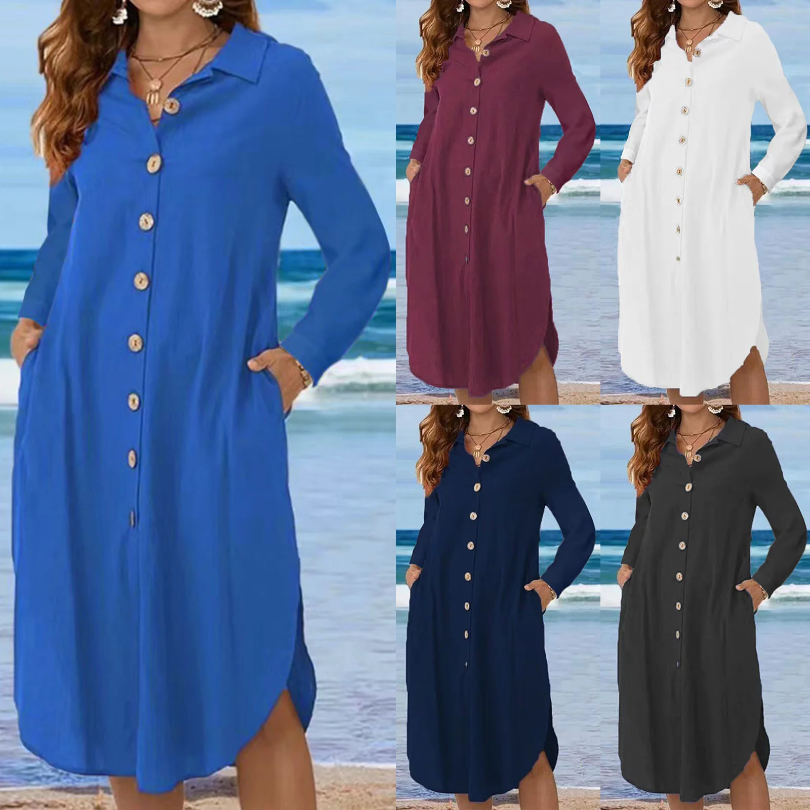 Maxi Dress Women Lapel Single Breasted Irregular Hem Casual Long Sleeve Dress Winter Loose Pockets Knee-length Robe
Maxi Dress Women Lapel Single Breasted Irregular Hem Casual Long Sleeve Dress Winter Loose Pockets Knee-length Robe